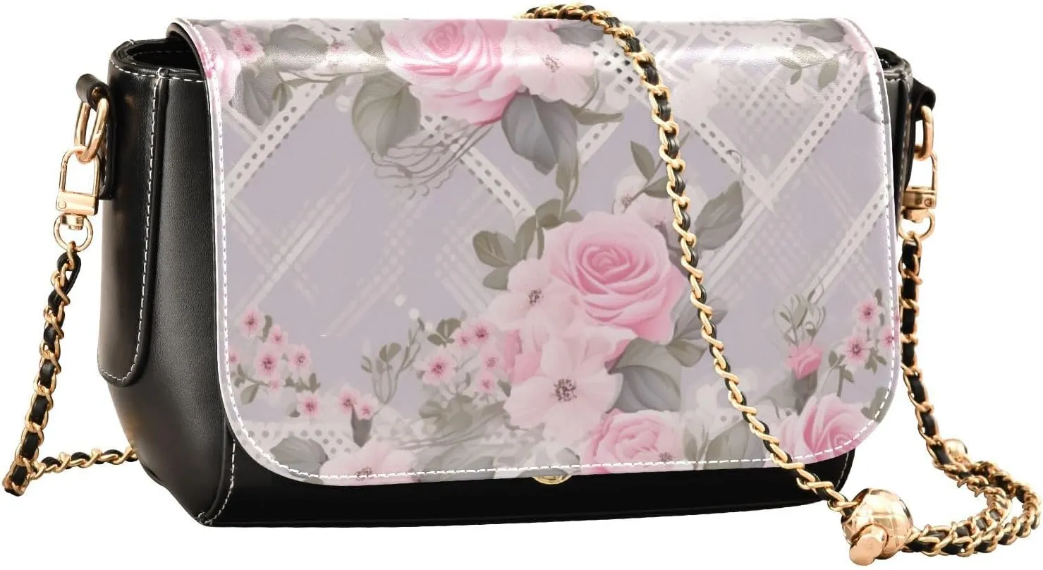 GAIGEO Roses and Dragonflies Leather Women Crossbody Bag, Leather Purses for Women Crossbody Bag, Women's Shoulder Bag