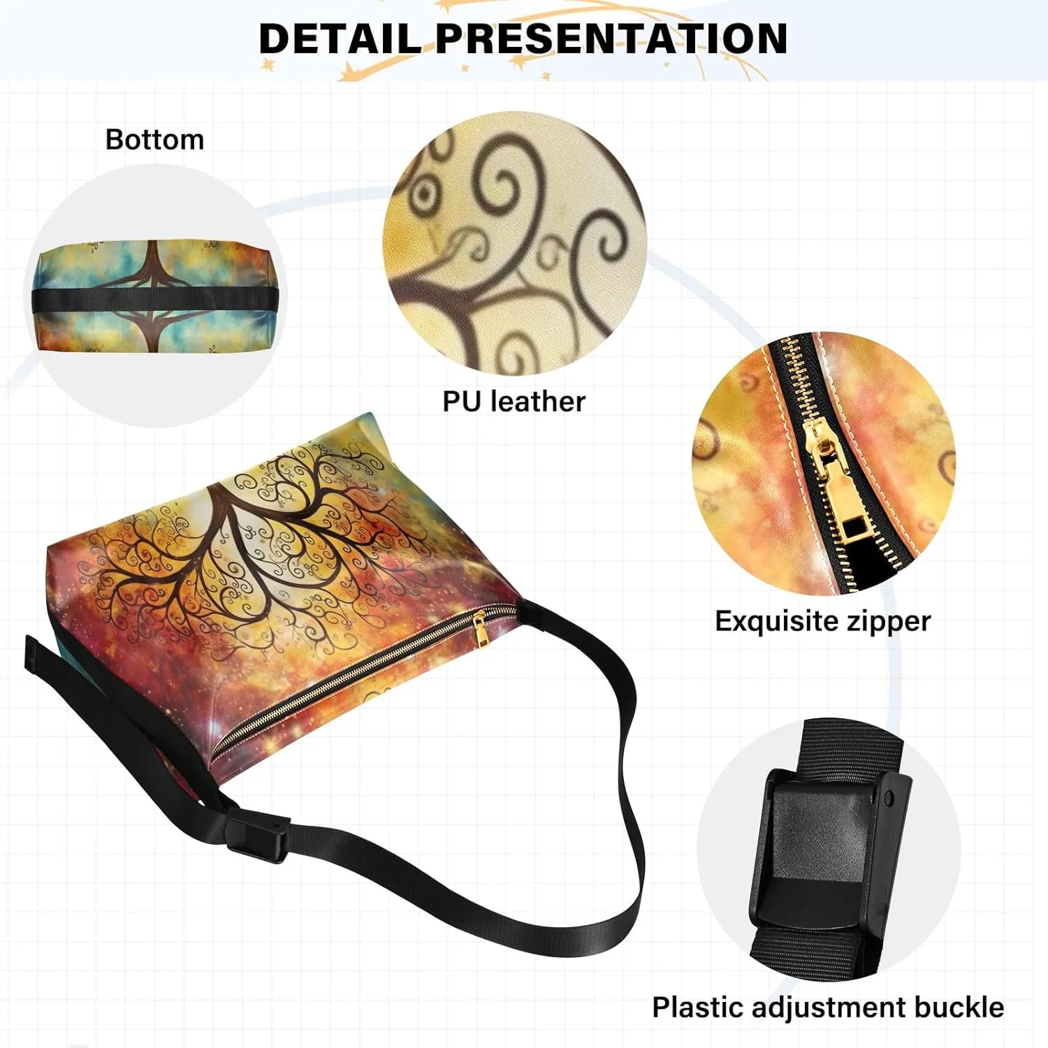 GAIGEO Watercolor Roses Shoulder Bag, Adjustable Shoulder Strap Bag, Leather Bag for Men Shoulder Bag
