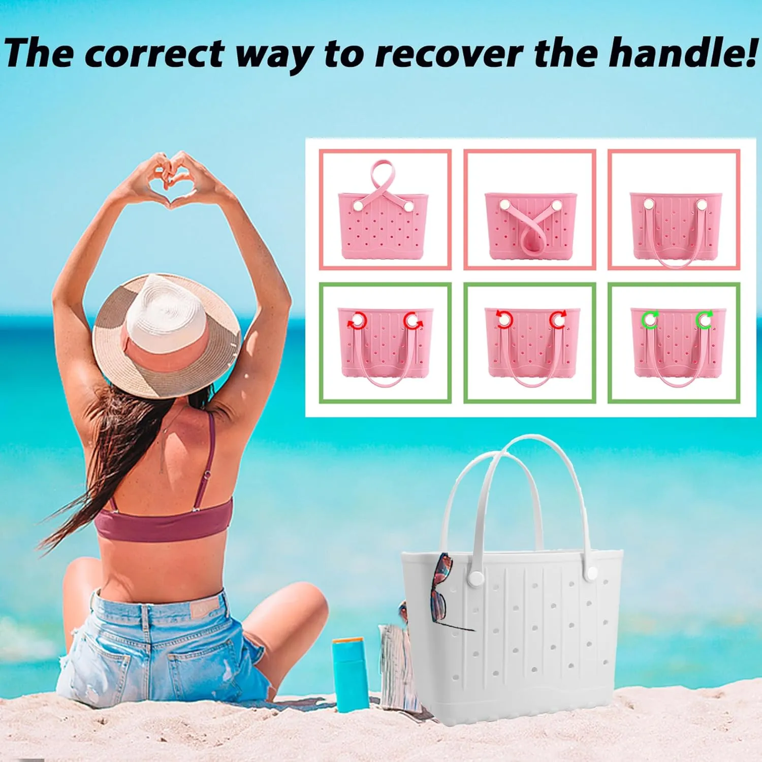 GBB Rubber Large Beach Tote Bag Portable Travel Bag Waterproof Travel Handbags for Beach all Purpose Storage Bags