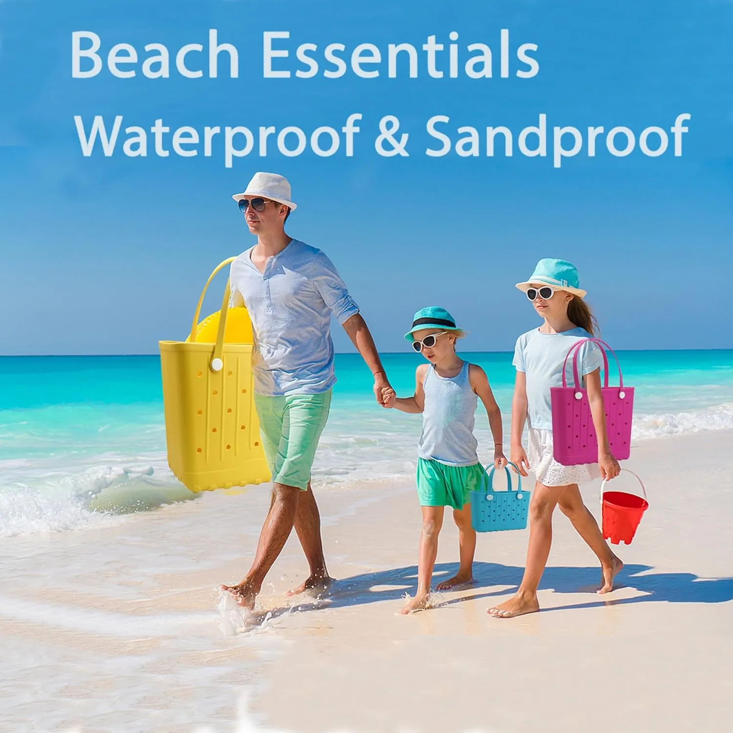 GBB Rubber Large Beach Tote Bag Portable Travel Bag Waterproof Travel Handbags for Beach all Purpose Storage Bags