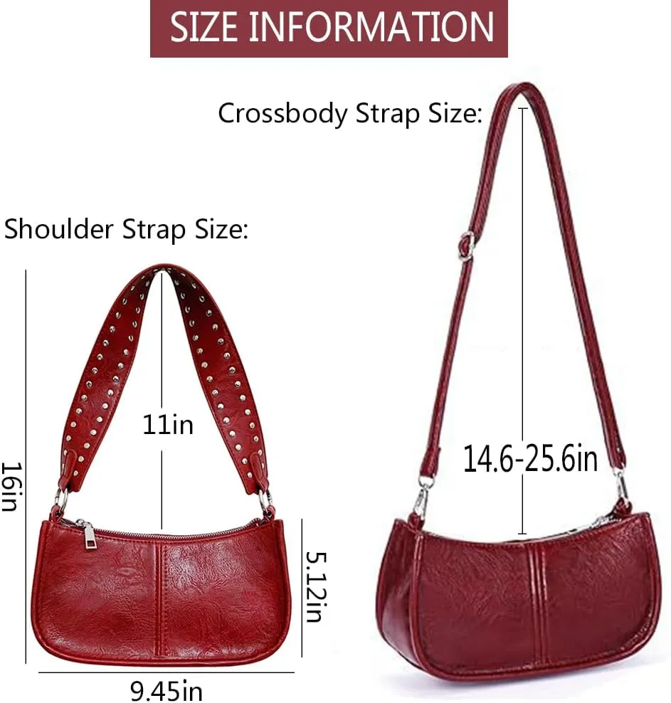Geelyda Shoulder Purses for Women with 2 Straps, Trendy Studded Small Purse, Women's Handbags Crossbody Shoulder Bag
