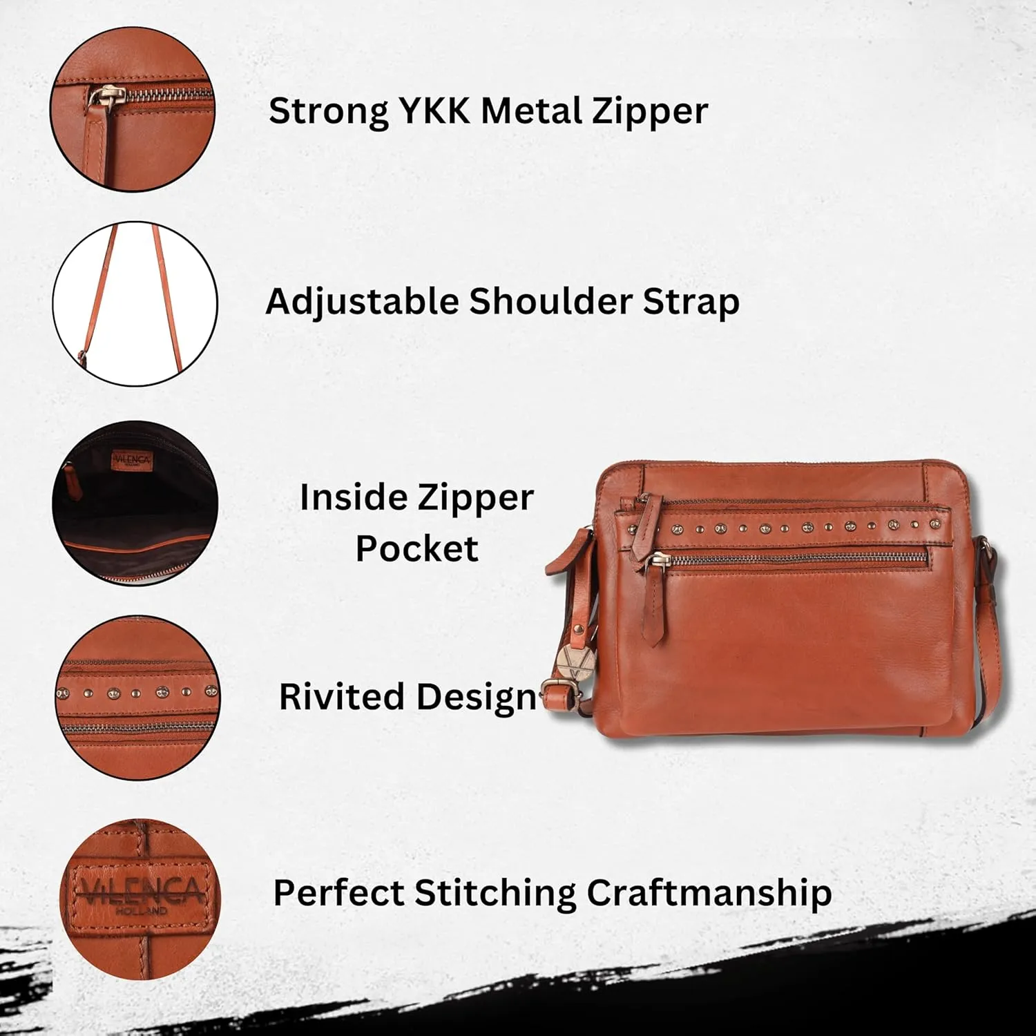 Genuine Italian Leather Boho Studded Shoulder Sling Bag - Stylish, Durable, & Perfect for Everyday Use for women