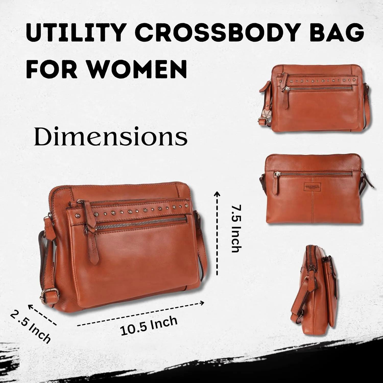 Genuine Italian Leather Boho Studded Shoulder Sling Bag - Stylish, Durable, & Perfect for Everyday Use for women