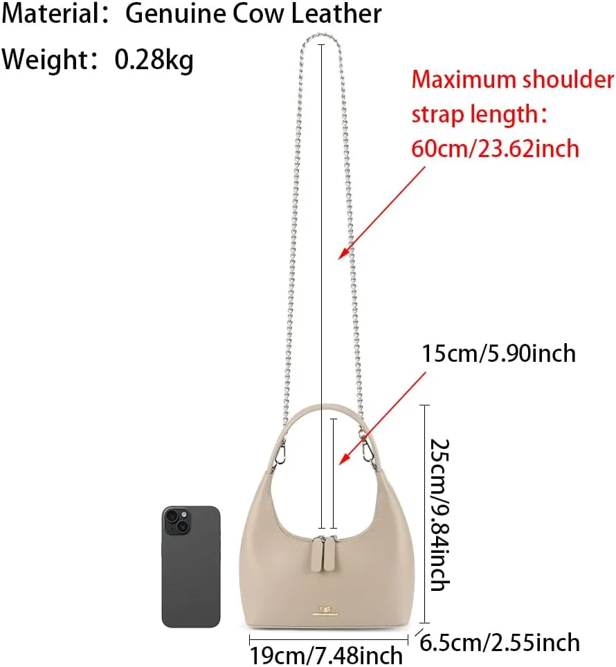 Genuine Leather Small Handbags for Women Fashion Casual Chain Shoulder Crossbody Bag 2600