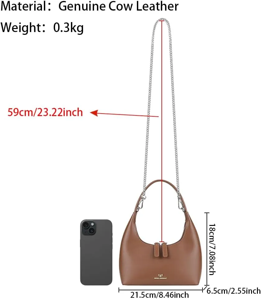 Genuine Leather Small Handbags for Women Fashion Casual Chain Shoulder Crossbody Bag 2600