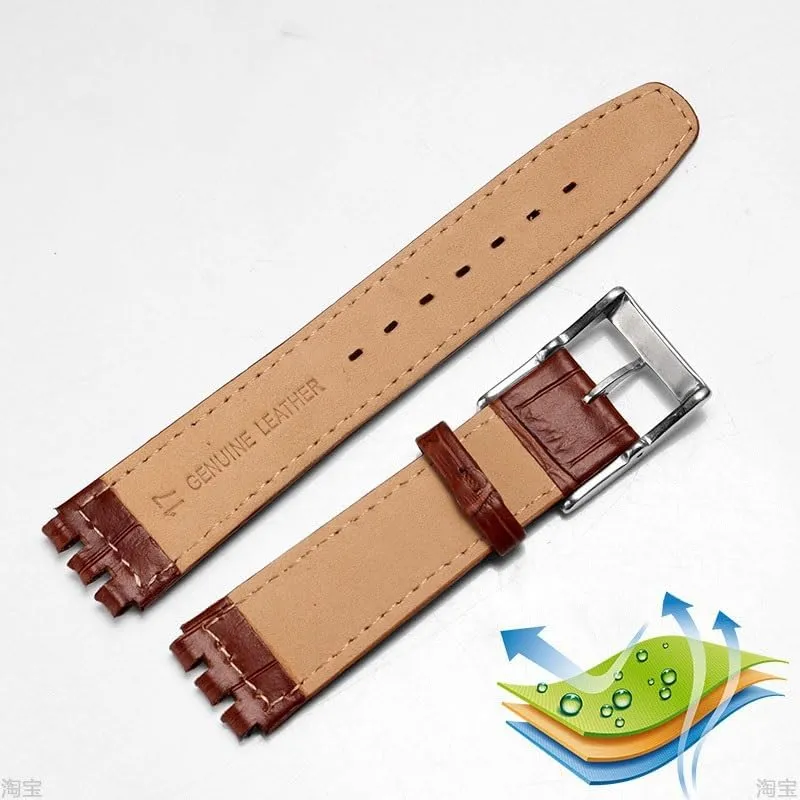 Genuine Leather Watch Strap For SWATCH YRS YCS Unisex Leather watchband with Pin buckle
