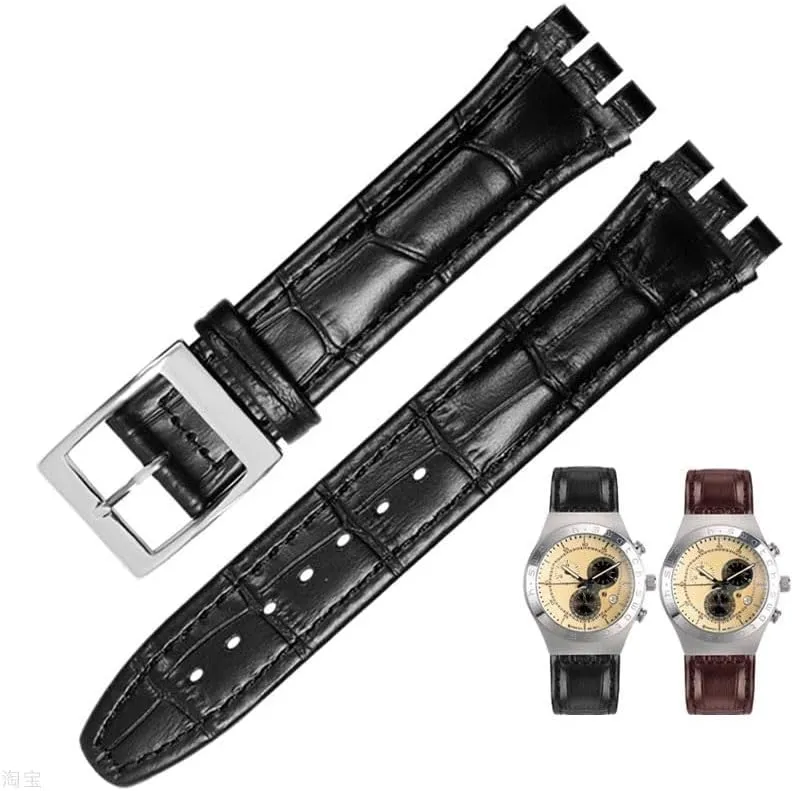 Genuine Leather Watch Strap For SWATCH YRS YCS Unisex Leather watchband with Pin buckle