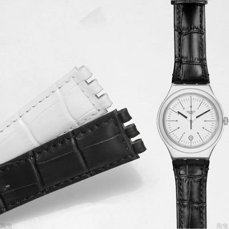 Genuine Leather Watch Strap For SWATCH YRS YCS Unisex Leather watchband with Pin buckle