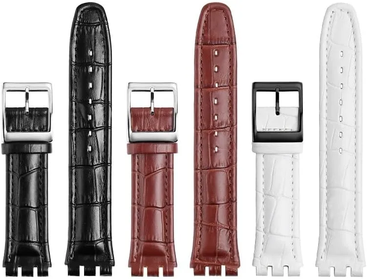 Genuine Leather Watch Strap For SWATCH YRS YCS Unisex Leather watchband with Pin buckle