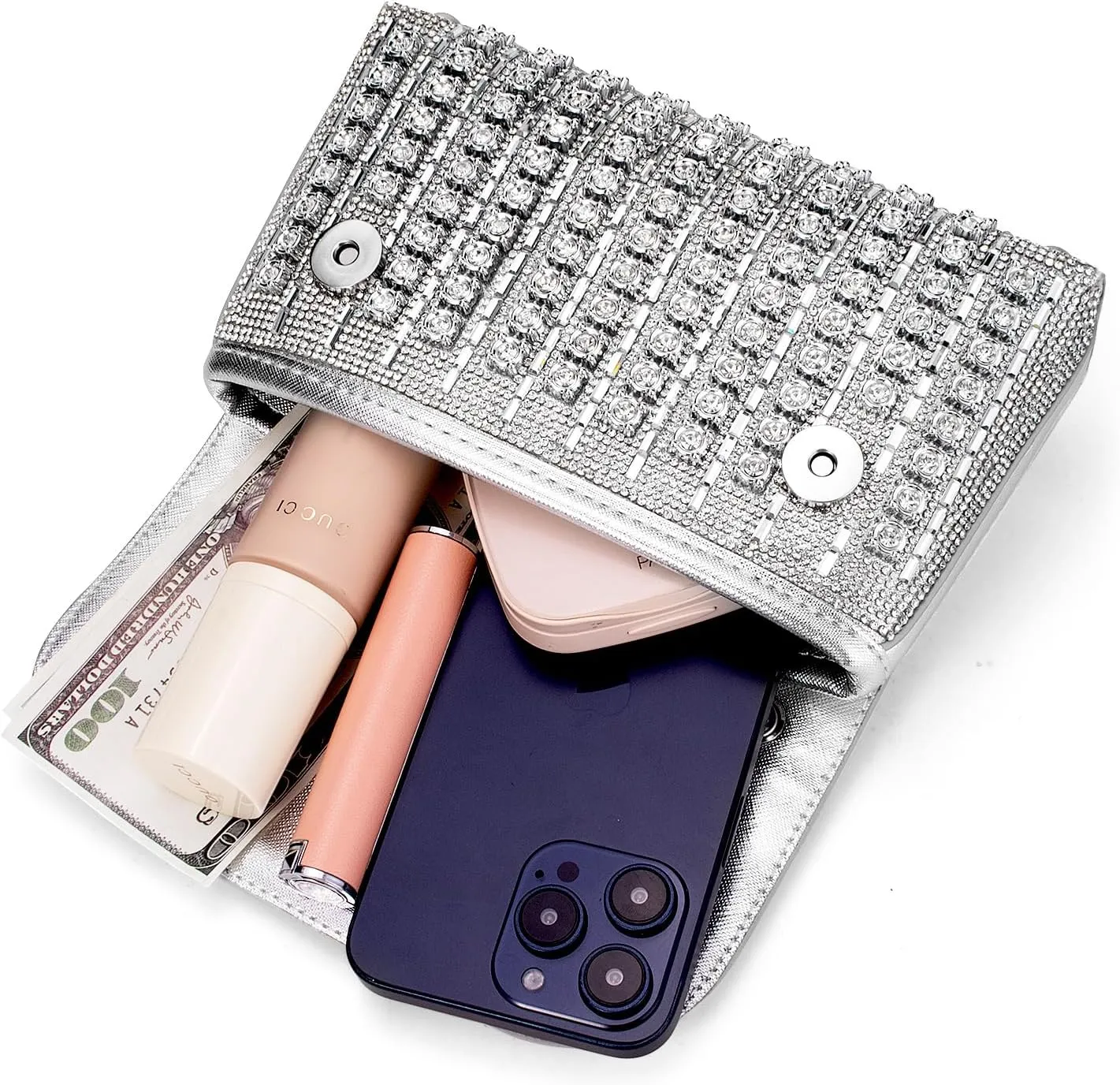 Gets Sparkly Rhinestones Clutch Purses for Women Purses and Handbags for Wedding Party Evening Crossbody Bag with Chain