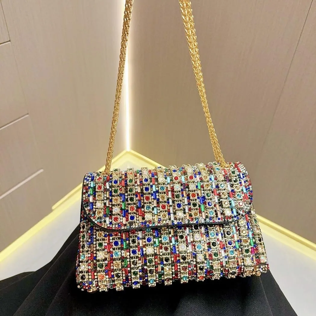 Gets Sparkly Rhinestones Clutch Purses for Women Purses and Handbags for Wedding Party Evening Crossbody Bag with Chain