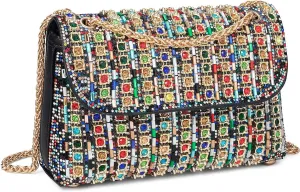 Gets Sparkly Rhinestones Clutch Purses for Women Purses and Handbags for Wedding Party Evening Crossbody Bag with Chain