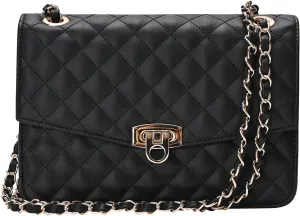 GM LIKKIE Quilted Shoulder Bag for Women, Medium Flap Crossbody Handbag with Chain Strap, Soft Vegan Leather Clutch Purse