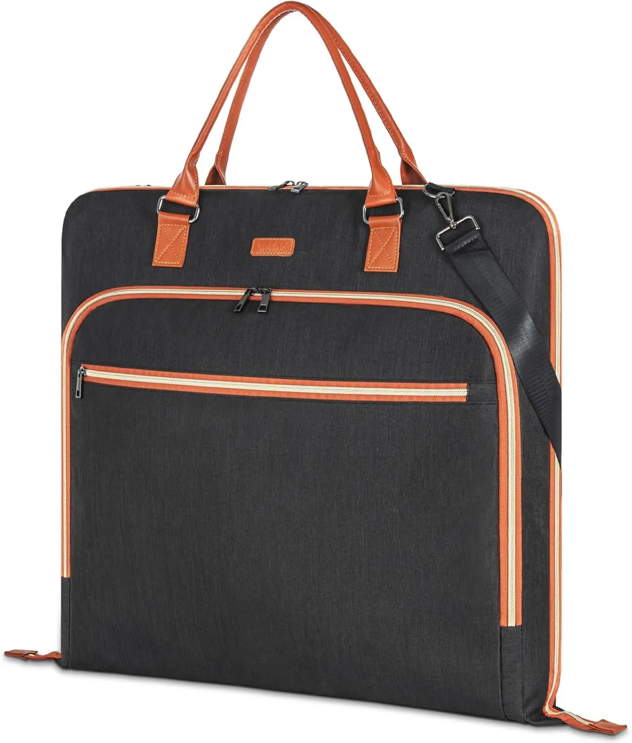 GMAK Travel Garment Bag, Heavy Duty Travel Suit Bag with Zipper Pocket, 47'' Carry on Garment Duffel Bags for Suits, Dresses, Coats, Tuxedos, Travel Essential Storage Tote Bag, Black
