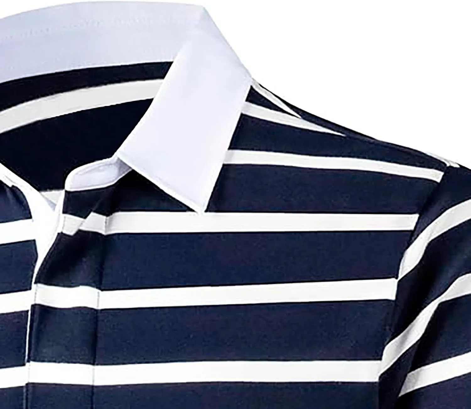 Golf Polo Shirts for Men Classic Striped Button up Collared Short Sleeve T-Shirts Casual Business Office Work Tops