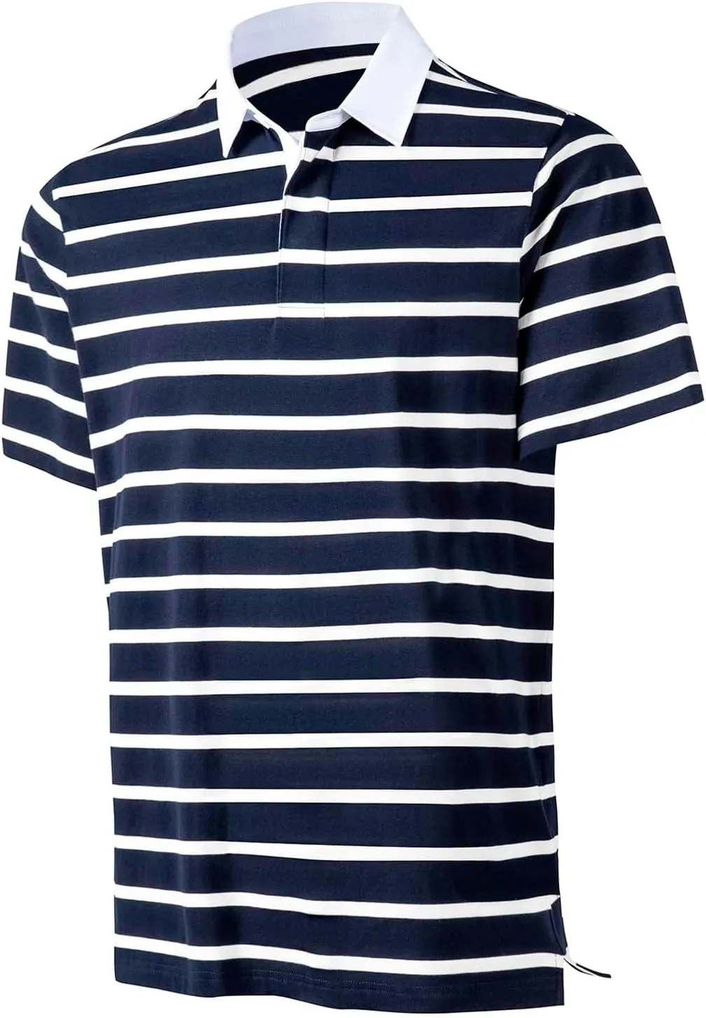 Golf Polo Shirts for Men Classic Striped Button up Collared Short Sleeve T-Shirts Casual Business Office Work Tops