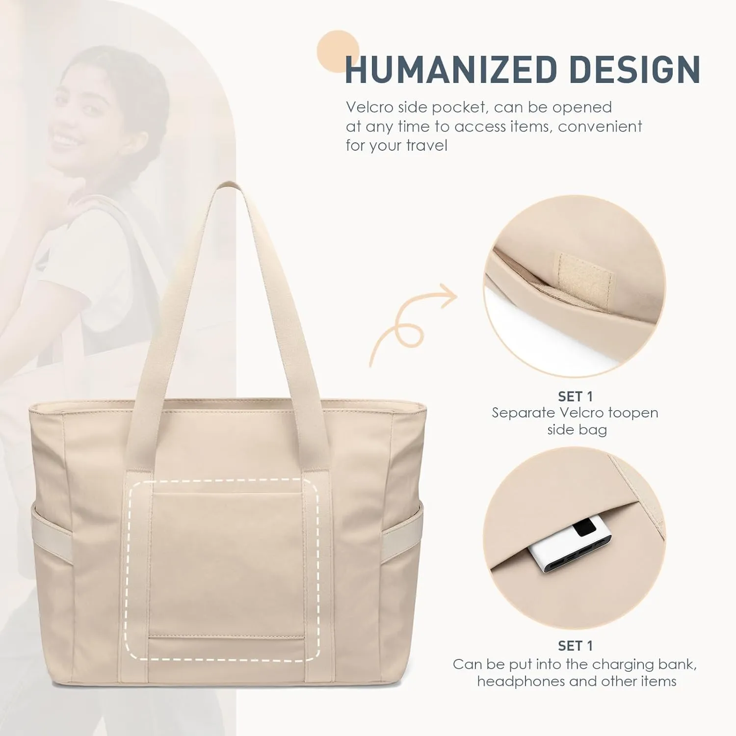 GOLF SUPAGS Tote Bag for Women with Zipper Large Shoulder Bag Top Handle Handbag for Travel Work