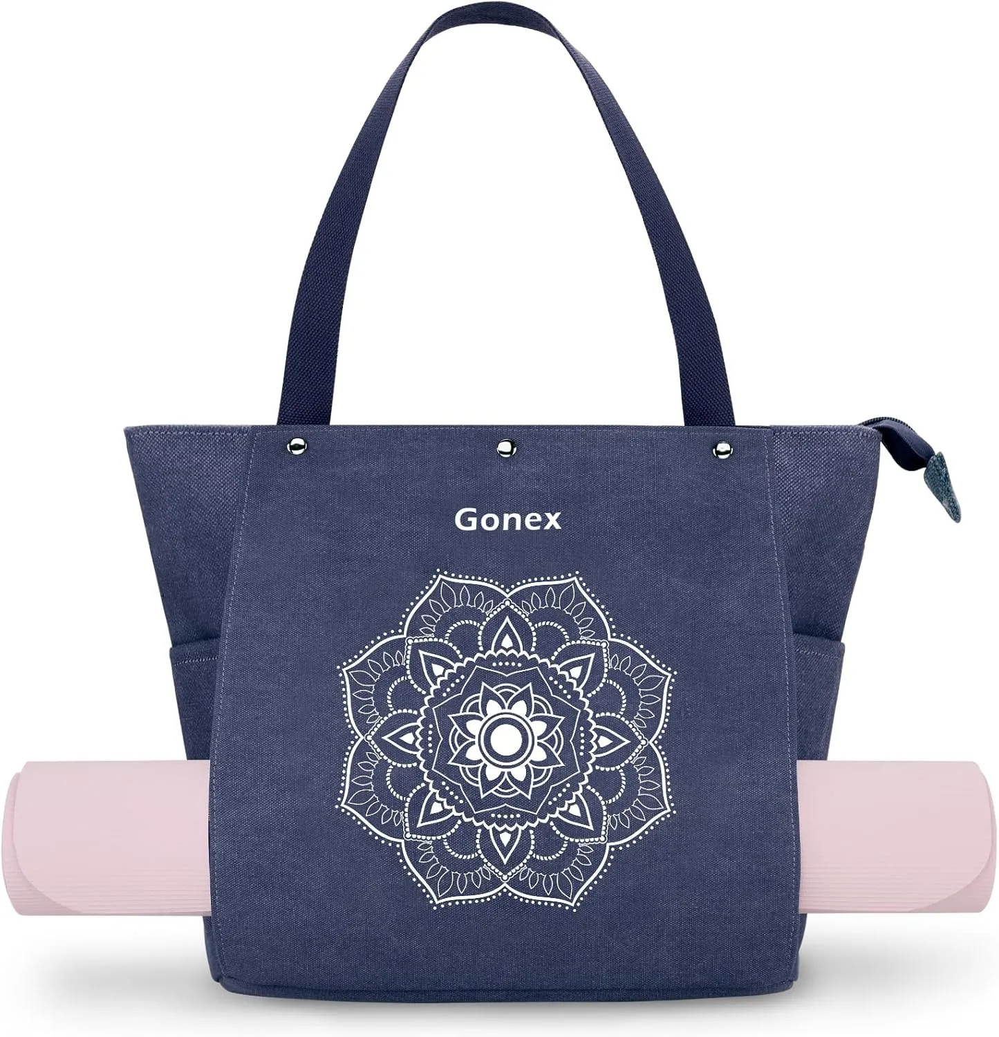 Gonex Yoga Mat Bag, Yoga Gym Bag Tote Bag with Multi Pockets For Women Men, Canvas Yoga Mat Carrier Take in Out Mat Easily For Pilates Travel Workout Office
