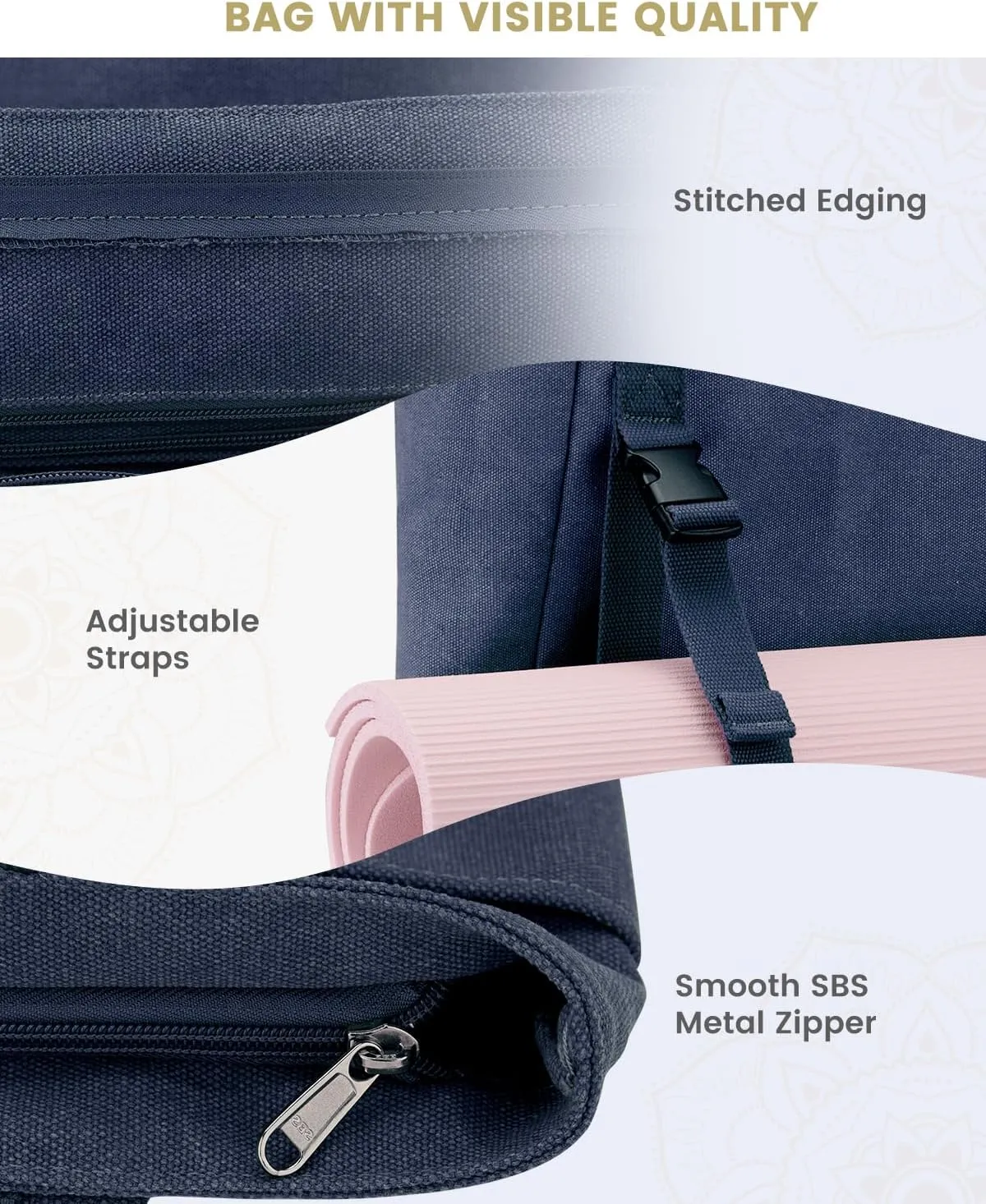Gonex Yoga Mat Bag, Yoga Gym Bag Tote Bag with Multi Pockets For Women Men, Canvas Yoga Mat Carrier Take in Out Mat Easily For Pilates Travel Workout Office