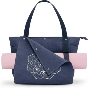 Gonex Yoga Mat Bag, Yoga Gym Bag Tote Bag with Multi Pockets For Women Men, Canvas Yoga Mat Carrier Take in Out Mat Easily For Pilates Travel Workout Office