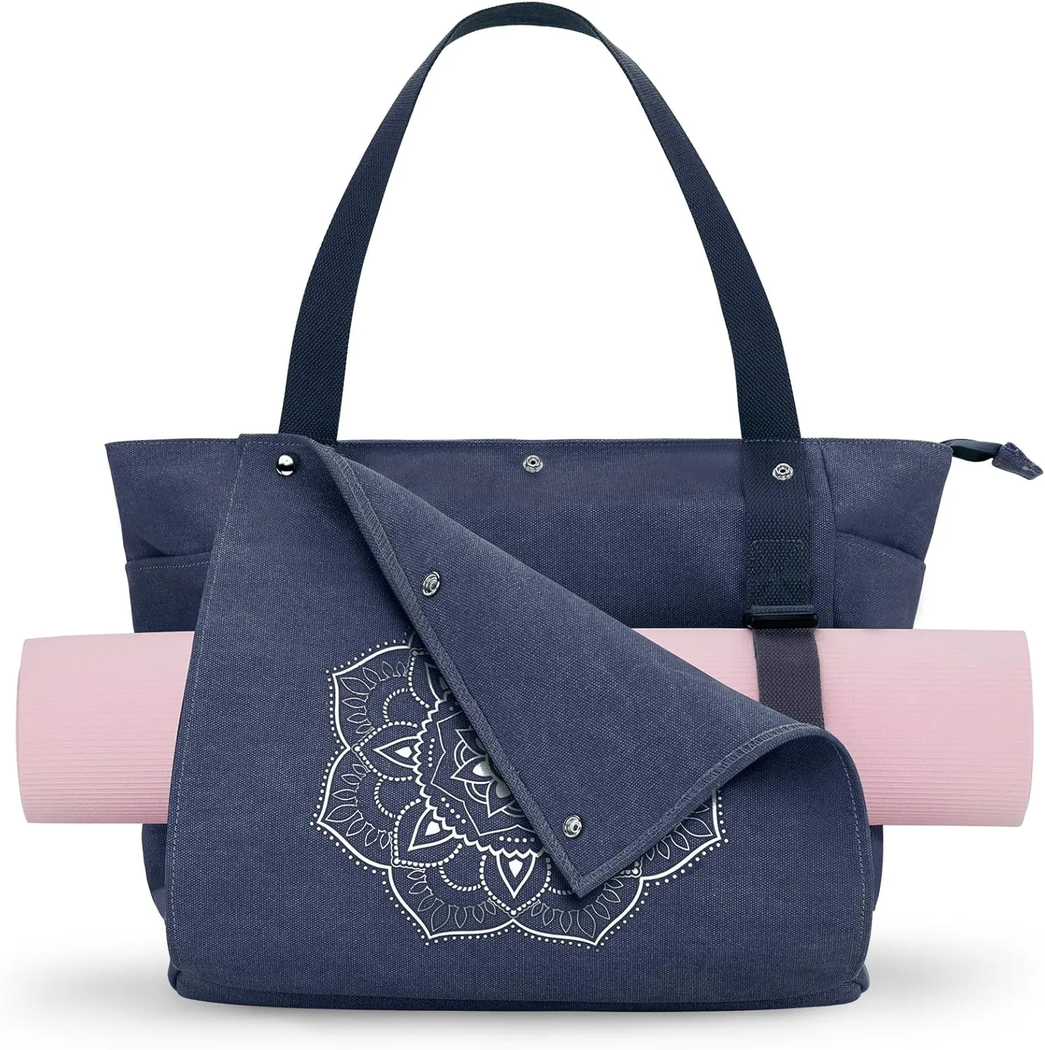 Gonex Yoga Mat Bag, Yoga Gym Bag Tote Bag with Multi Pockets For Women Men, Canvas Yoga Mat Carrier Take in Out Mat Easily For Pilates Travel Workout Office