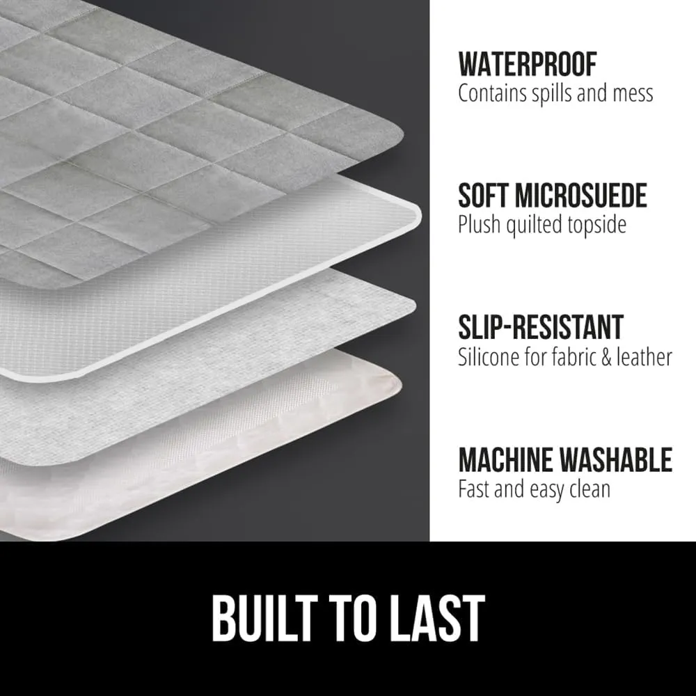 GORILLA GRIP Patented Waterproof Slip-Resistant 70” Sofa Protector Cover, for Leather or Fabric Couch Cushion, Large Microsuede Furniture Covers Dogs Pets Machine Washable Slipcover, Slate