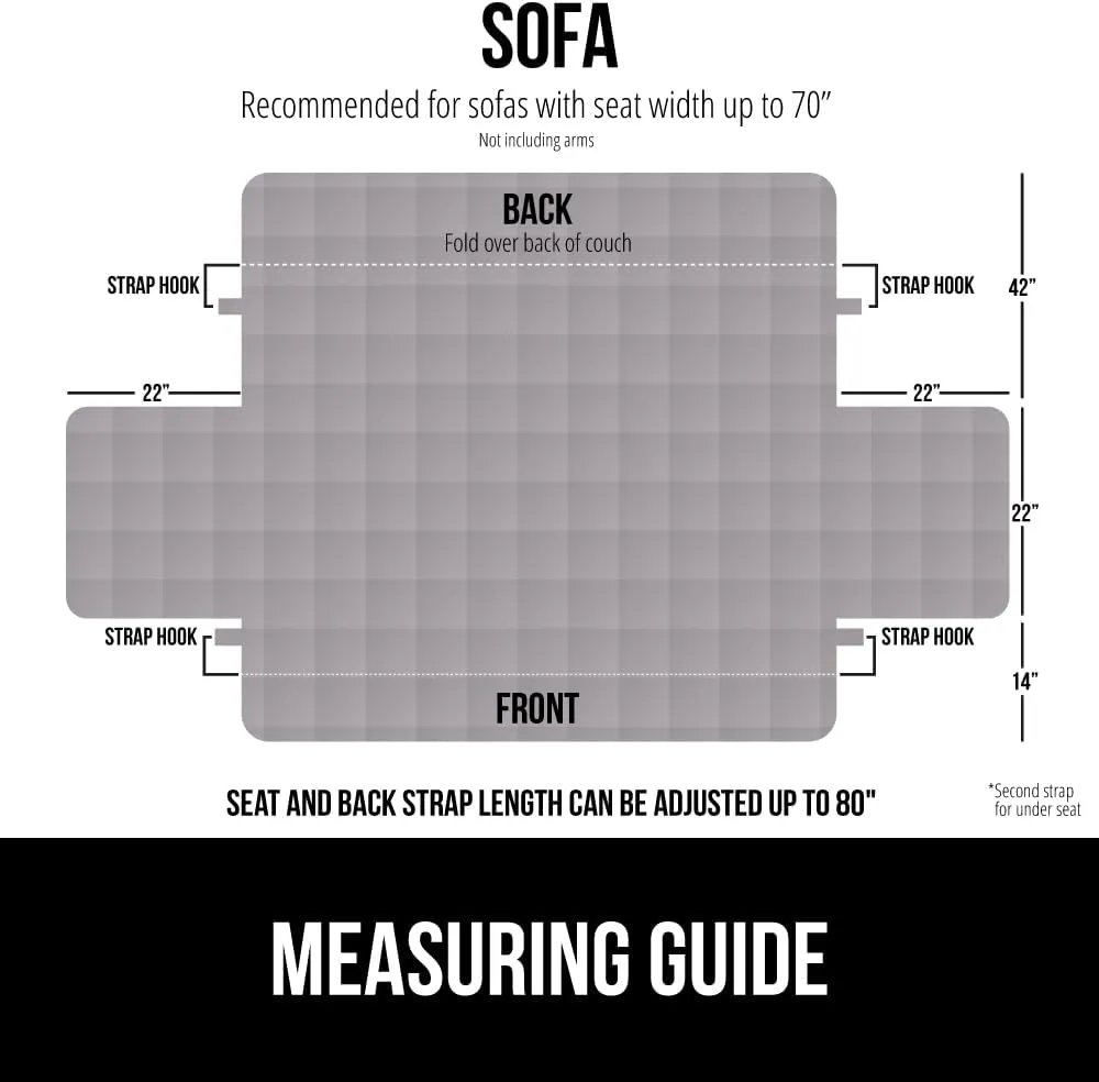 GORILLA GRIP Patented Waterproof Slip-Resistant 70” Sofa Protector Cover, for Leather or Fabric Couch Cushion, Large Microsuede Furniture Covers Dogs Pets Machine Washable Slipcover, Slate