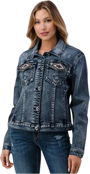 Grace in LA Embroidered Denim Jacket TE61701