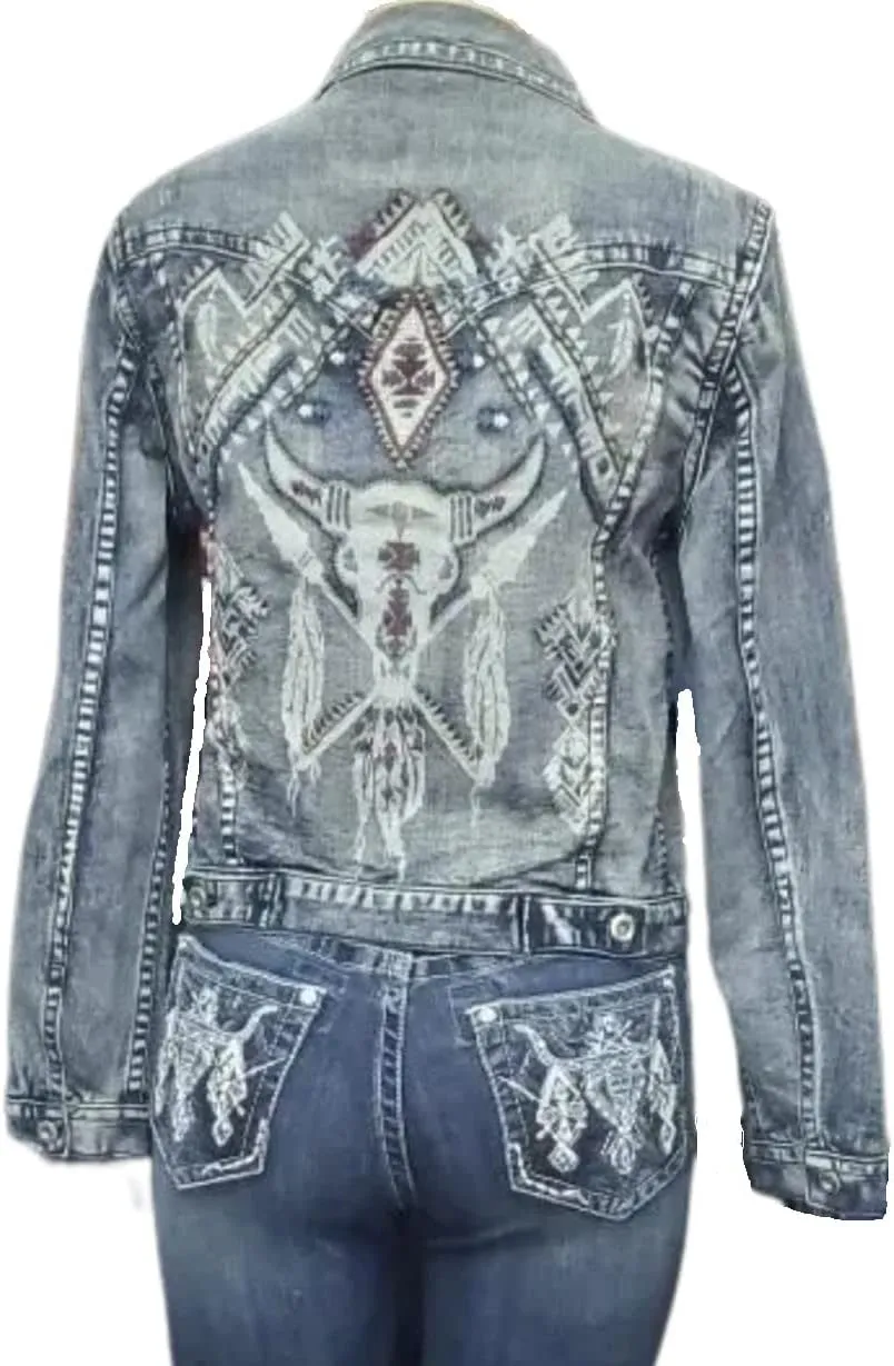 Grace in LA Embroidered Denim Jacket TE61701