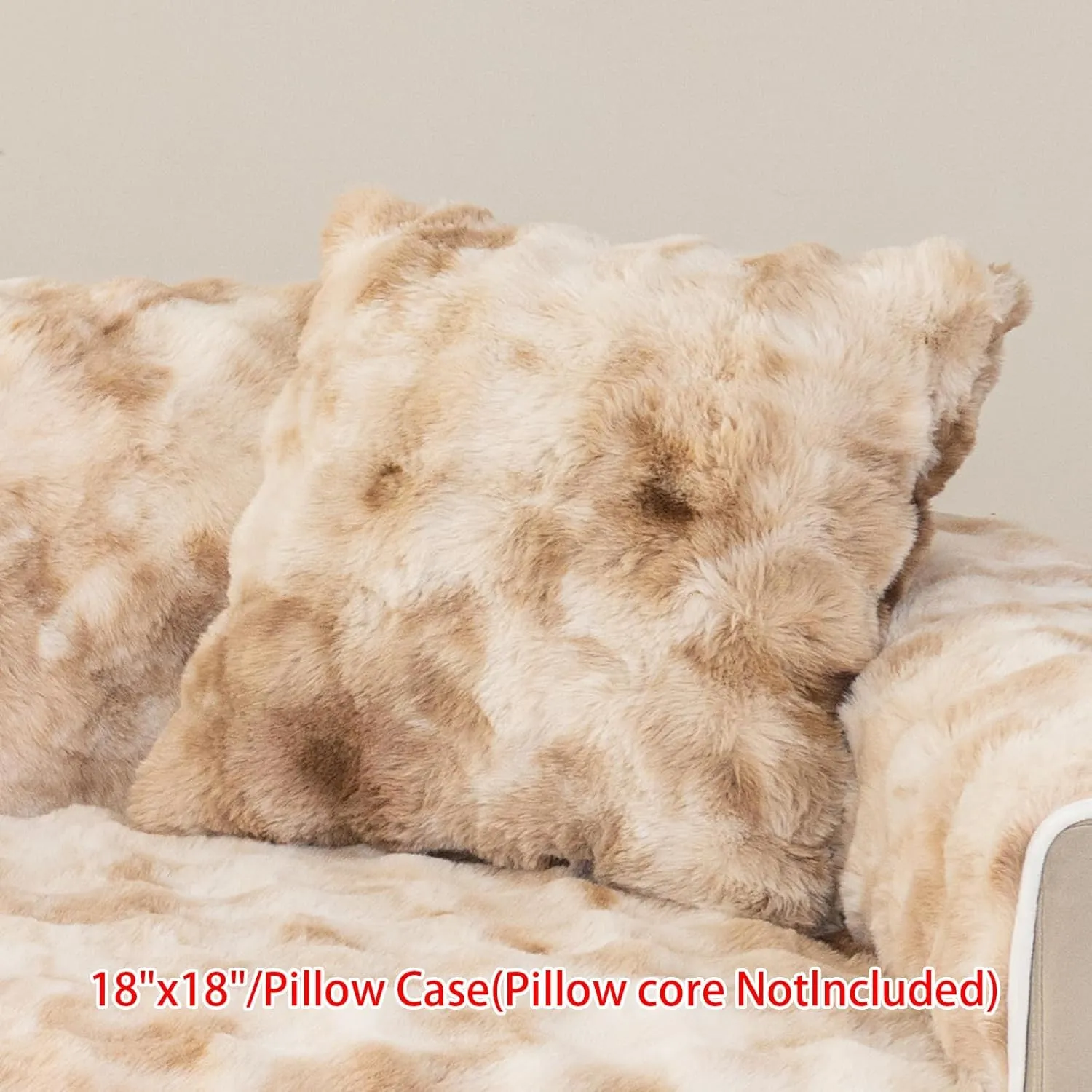 Gradient Faux Fur Couch Cover,Rabbit Plush Couch Cover,Non-Slip Sofa Cover Furniture Protector, Suitable for Bedroom Carpets, Foot mats (Light Coffee, 28"x28"/Armrest or Backrest Cover)