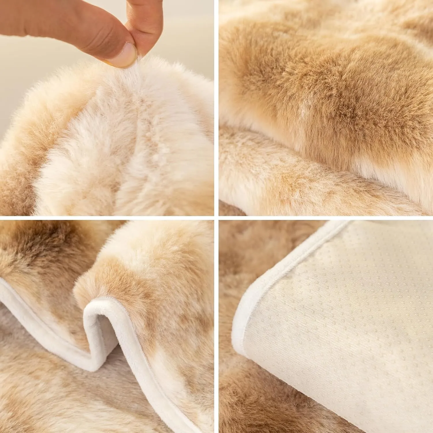 Gradient Faux Fur Couch Cover,Rabbit Plush Couch Cover,Non-Slip Sofa Cover Furniture Protector, Suitable for Bedroom Carpets, Foot mats (Light Coffee, 28"x28"/Armrest or Backrest Cover)