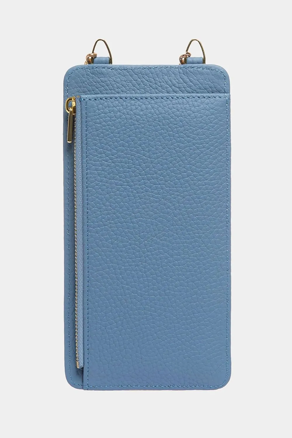 grande 2783 Genuine Leather Small Crossbody Cell Phone Bag for Women, Shoulder Wallet Chain Purse with Credit Card Slot (Iced Blue)
