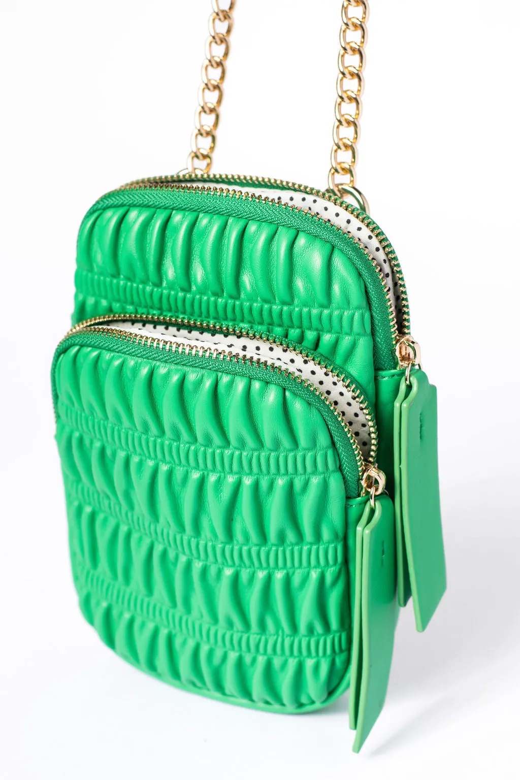 Green Ruched Crossbody Purse SALE
