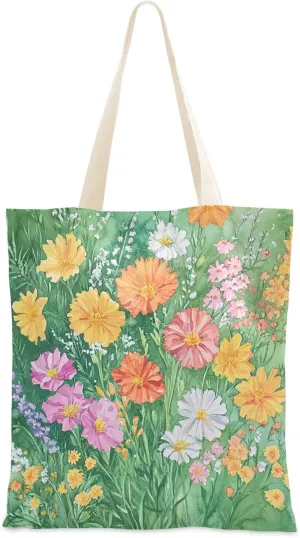 Green Vitality Daisy Tote bag for women everyday canvas bags with handles Cute Tote Bag Reusable Shopping Bag for Shopping Bolsa de lona