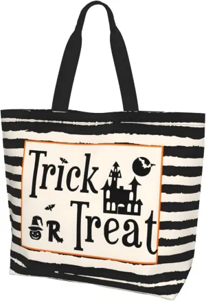 Halloween Women Travel Tote Bag With Zipper - Large Beach Work Handbag Purse