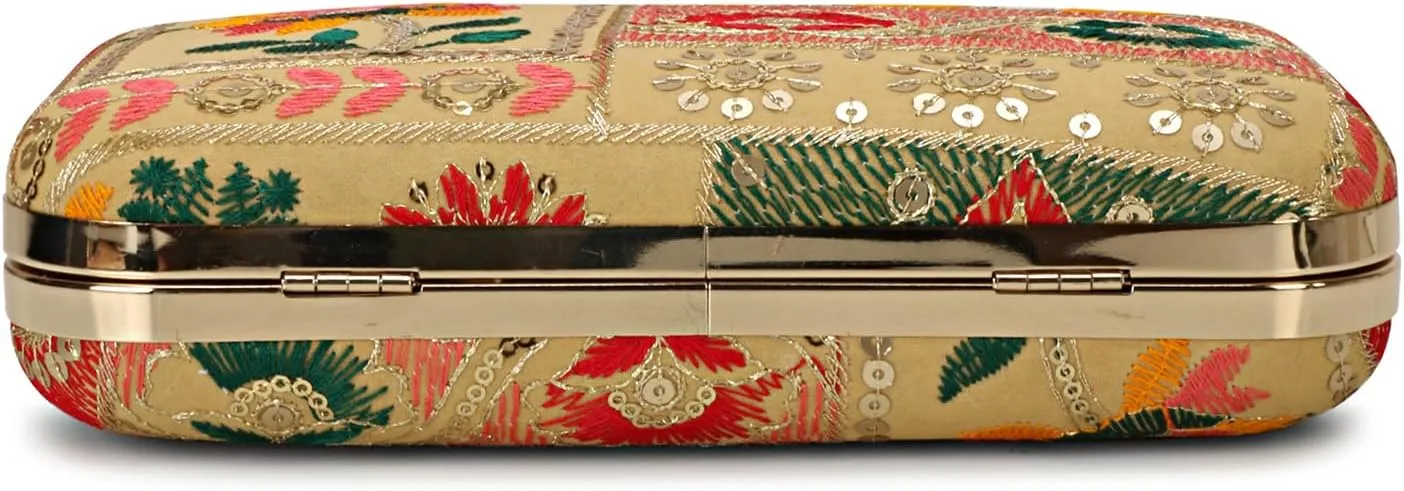 Hand Crafted LONGING TO BUY Designer Box Clutch - Zari Embroidery Hand Clutch
