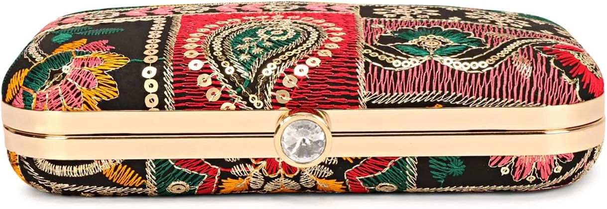 Hand Crafted LONGING TO BUY Designer Box Clutch - Zari Embroidery Hand Clutch