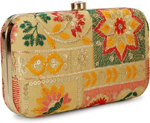 Hand Crafted LONGING TO BUY Designer Box Clutch - Zari Embroidery Hand Clutch