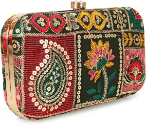 Hand Crafted LONGING TO BUY Designer Box Clutch - Zari Embroidery Hand Clutch