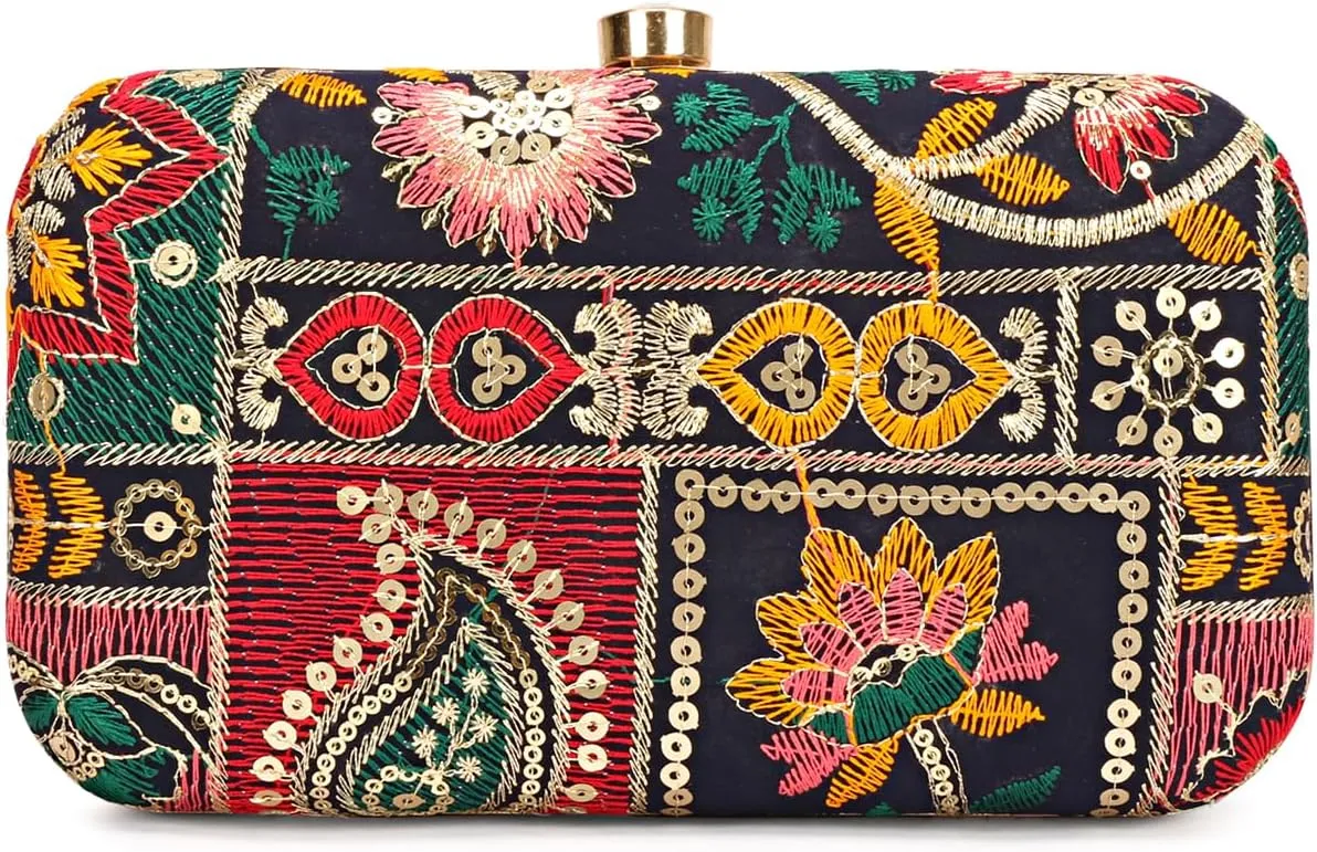 Hand Crafted LONGING TO BUY Designer Box Clutch - Zari Embroidery Hand Clutch