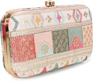 Hand Crafted LONGING TO BUY Designer Box Clutch - Zari Embroidery Hand Clutch