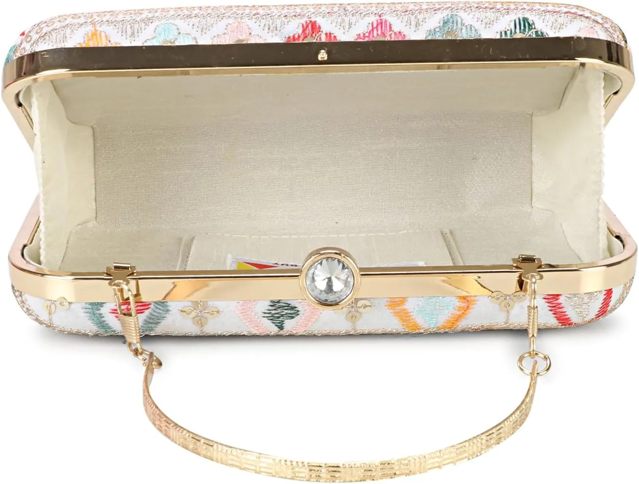 Hand Crafted LONGING TO BUY Designer Box Clutch - Zari Embroidery Hand Clutch