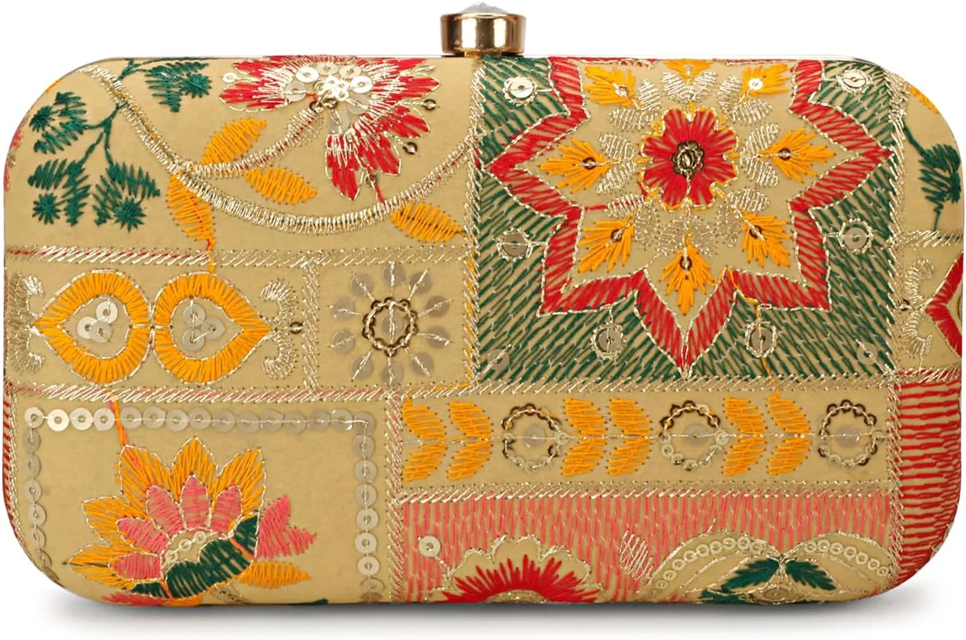 Hand Crafted LONGING TO BUY Designer Box Clutch - Zari Embroidery Hand Clutch