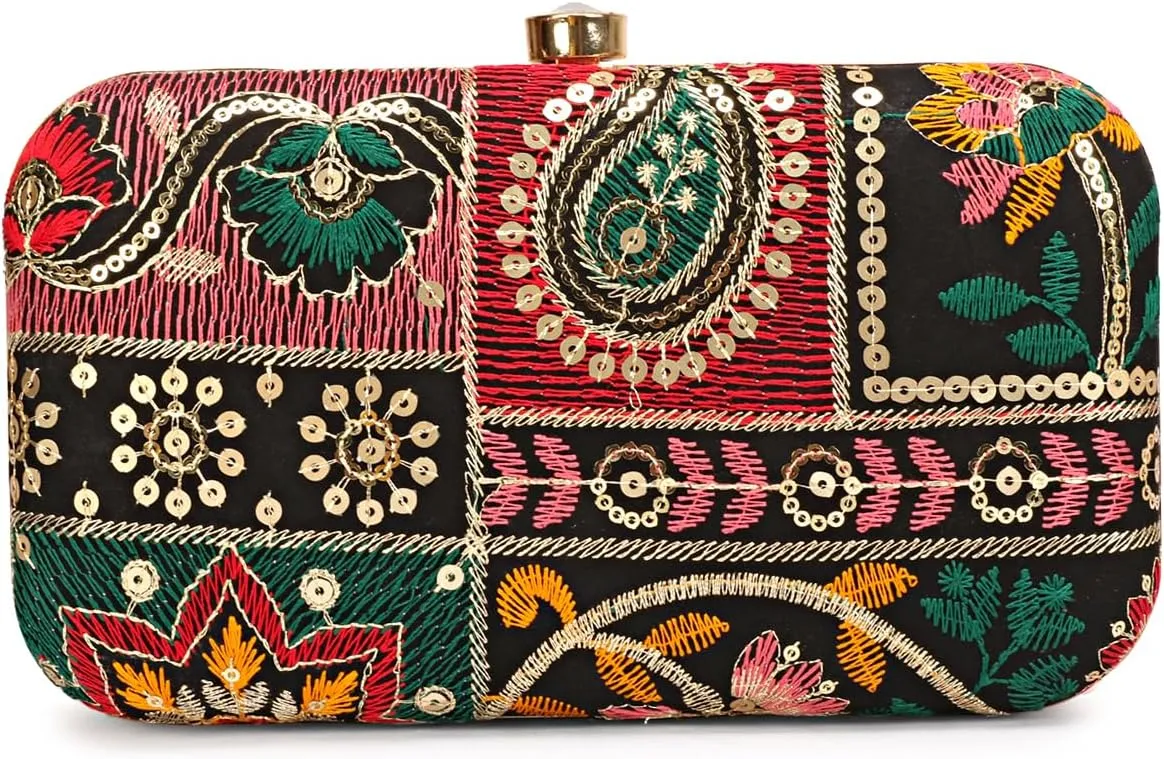 Hand Crafted LONGING TO BUY Designer Box Clutch - Zari Embroidery Hand Clutch