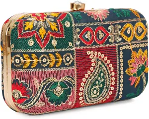 Hand Crafted LONGING TO BUY Designer Box Clutch - Zari Embroidery Hand Clutch
