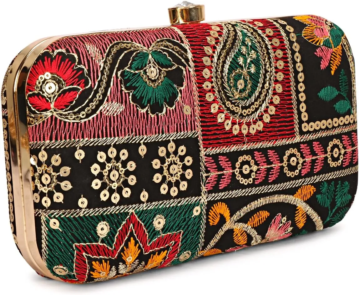 Hand Crafted LONGING TO BUY Designer Box Clutch - Zari Embroidery Hand Clutch