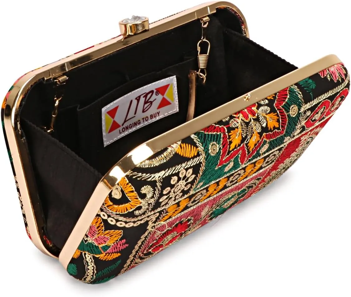 Hand Crafted LONGING TO BUY Designer Box Clutch - Zari Embroidery Hand Clutch