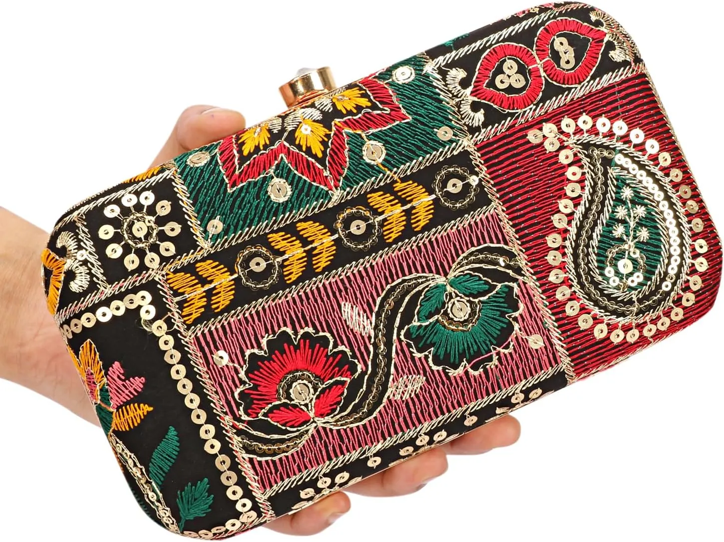 Hand Crafted LONGING TO BUY Designer Box Clutch - Zari Embroidery Hand Clutch
