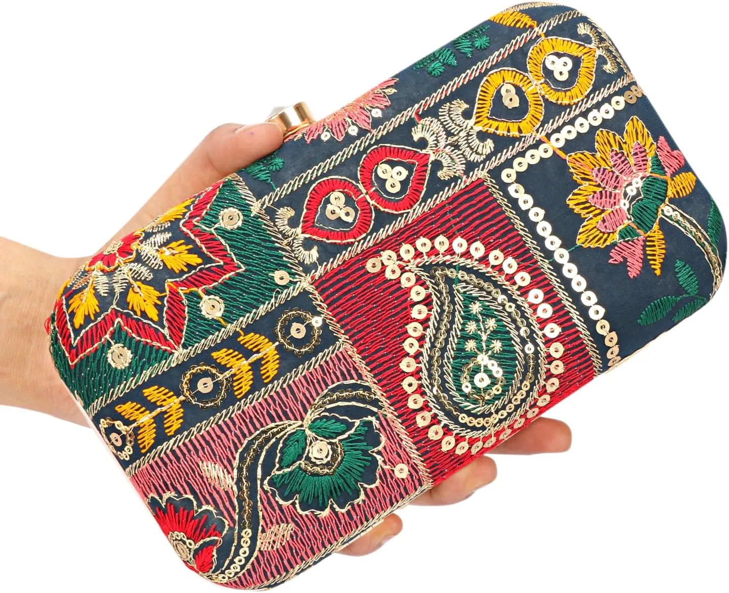 Hand Crafted LONGING TO BUY Designer Box Clutch - Zari Embroidery Hand Clutch