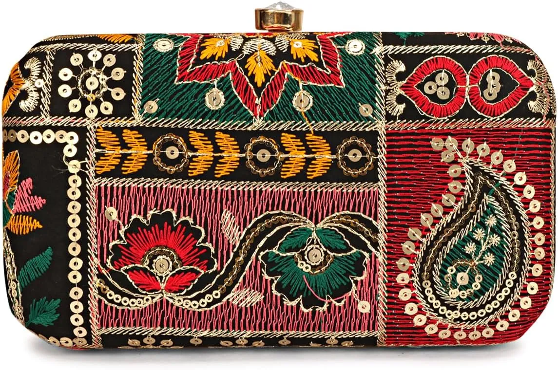 Hand Crafted LONGING TO BUY Designer Box Clutch - Zari Embroidery Hand Clutch